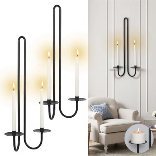 Ainmto 2 Stück Wandhalter für Kerzen,Wandkerzenhalter Metall Schwarz,Kerzenständer für Wandmontage,Wand Kerzenhalter für Deko Ainmto 2 Stück Wandhalter für Kerzen,Wandkerzenhalter Metall Schwarz,Kerzenständer für Wandmontage,Wand Kerzenhalter für Deko von Ainmto