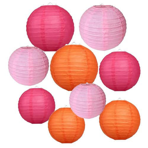 Ainmto 9 Stück Rosa und Orange Papier Lampions,Orange und Rosa Papier Laterne Runde Papierlaterne hochzeitsdeko,draußen,Festival deko, Brautdusche Babyparty Geburtstag Partydekor Ainmto 9 Stück Rosa und Orange Papier Lampions,Orange und Rosa Papier Laterne Runde Papierlaterne hochzeitsdeko,draußen,Festival deko, Brautdusche Babyparty Geburtstag Partydekor von Ainmto