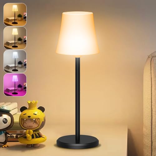 Ainostone Tischlampe Kabellos Akku Touch LED Tishcleuchte mit USB-C Wiederaufladbar 3 Farbtemperaturen+RGB Stufenlos Dimmbar IP54 Wasserdicht für Esszimmer Schlafzimmer Outdoor Camping Party Bar von Ainostone