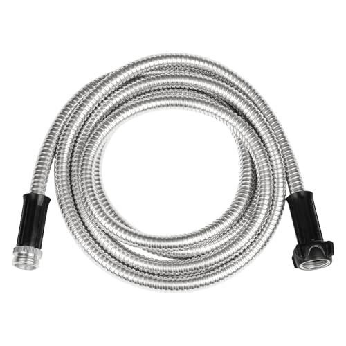 Kurzer Gartenschlauch, Metall-Wasserschlauch, robuster Edelstahlschlauch mit Metallbeschlägen, flexibel, leicht, pannensicher, für Hof, Outdoor, Wohnmobil (unerweiterbar, 3 m) von Ainpota