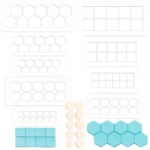 9-teiliges Ausstechformen-Set für Kuchen, Fondant, sechseckig, geometrische Multicutter, quadratische Keksausstecher, runde Keksformen, verschiedene Größen zum Dekorieren und Basteln von Ainvhh
