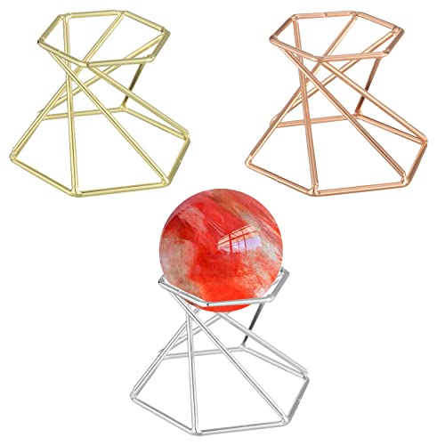 Ainvhh 3 PCS Hexagon Metall Display Ständer Mystische Quarz Ball Fotografie Requisiten FengShui Wahrsagung Kugeln Dekorative Glaskugel Basis von Ainvhh