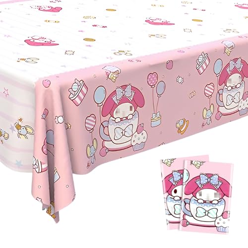 2 Stück Tischdecke Kindergeburtstag 137x183cm, Happy Birthday Tischdecke Wasserdicht Tischdeko Plastik Rechteckig Tischdecken Tischtuch für Geburtstag Party Deko Mottoparty Zubehör Kinder Mädchen von Ainvliya