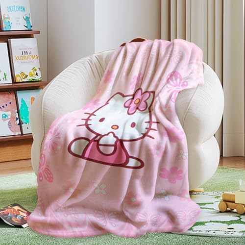 Ainvliya Decke Kity Kuscheldecke Flauschig, Winterdecke Wärmedecke Fleecedecke, Schlafdecke Blanket - 3D Cartoon Drucken Reisedecke für Kinder, Mädchen, Erwachsene, Sofadecke 100x150 Bettwaren von Ainvliya