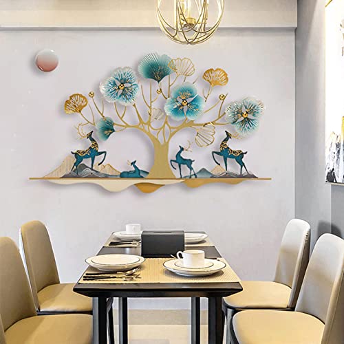 Ainydie 3D Ginkgo Baum Blätter Wanddeko Metall, Kreative Handgefertigte Metallbild Wandskulptur Wandschmuck, Wandornament 3D als Perfekte Deko Wohnzimmer,110x65cm von Ainydie