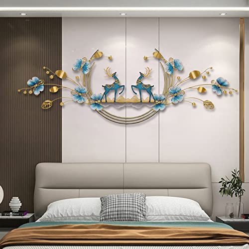 Ainydie Metal Wall Art, handgefertigt Wanddeko 3D-Optik zum Aufhängen, Schmetterling und Hirsch Wanddeko Metall, Wandskulptur für Zuhause Wohnzimmer Schlafzimmer,145x55cm von Ainydie