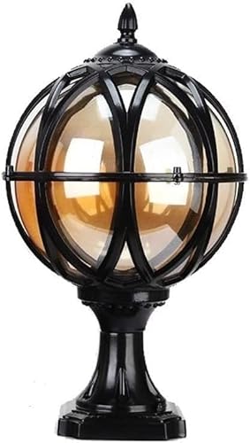 Aioneer Außenpfostenleuchten Säulenlaternenpfostenleuchten Runder Glaslampenschirm Aluminiumguss Straßenlaterne Wasserdicht Ölreibebronze Vintage Wandpfostenleuchte Retro Gartenl von Aioneer