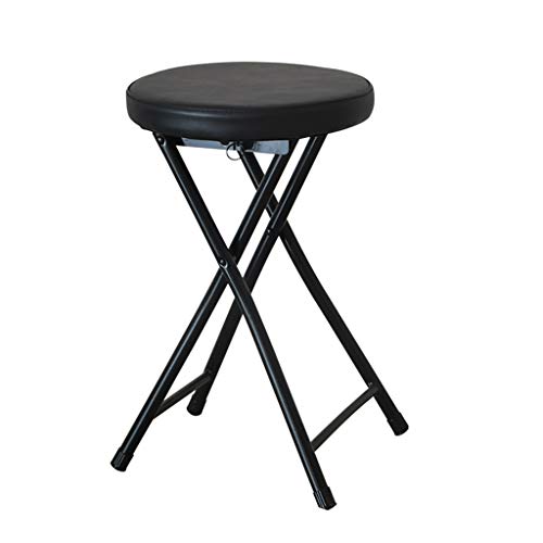 Aioneer Gepolsterter, Klappbarer Frühstücksbarhocker, Kompakter Hochstuhl Für Küchenmöbel, Rundes Design-Black-Black-49cm von Aioneer