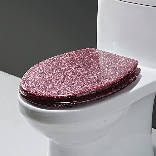 Aioneer Glitzernder Toilettensitz, Langsam Schließendes Glitzerdesign, Ovale Form Für Einfache Installation Und Reinigung, Soft-Close-Funktion, Langlebiges Harzmaterial-Pink Aioneer Glitzernder Toilettensitz, Langsam Schließendes Glitzerdesign, Ovale Form Für Einfache Installation Und Reinigung, Soft-Close-Funktion, Langlebiges Harzmaterial-Pink von Aioneer