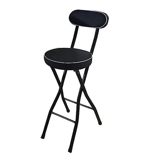 Aioneer Klappbarer Frühstückshocker Für Erwachsene, Tragbarer Küchenbarhocker Mit Pu-Polsterung, Stahlrahmen, Thekenhöhenstuhl-Black-65cm/26in von Aioneer