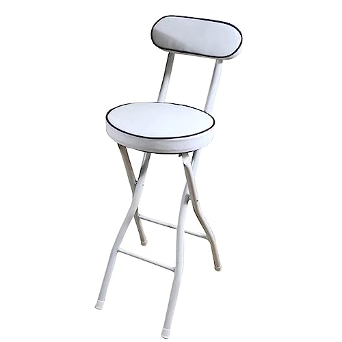 Aioneer Klappbarer Frühstückshocker Für Erwachsene, Tragbarer Küchenbarhocker Mit Pu-Polsterung, Stahlrahmen, Thekenhöhenstuhl-White-65cm/26in von Aioneer