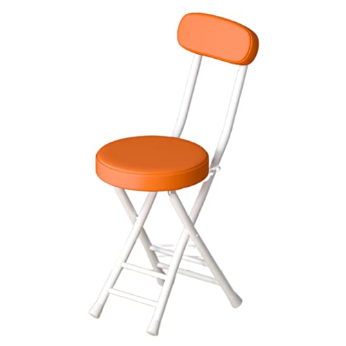 Aioneer Klapphocker Mit Pu-Polsterung Und Rückenlehne, Zusammenklappbar, Gepolstert, Runder Hocker, Tragbarer, Faltbarer Küchenstuhl Für Schreibtisch, Büro, Frisiertisch-Orange von Aioneer