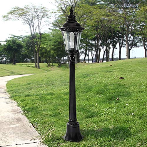 Aioneer Laternenpfahlleuchten Außen, Europäische Retro Metall Glas Straßenlaterne Vintage Externe wasserdichte Laterne Säulenlampe Antike Park Villa Rasenlichter Gartenlandschaft-110cm von Aioneer