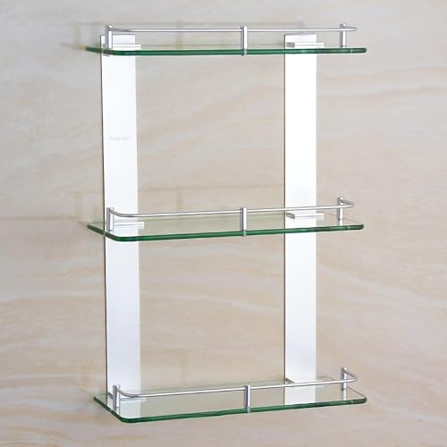 Aioneer Schwebende Glasregale, Dreifach-Glasregal, Wandmontierter Bad-Organizer Aus Aluminiumglas, Badezimmer-Glas-Organizer-Gestell Für Toilette, Küche, Dusche, SilberSilver-35cm Aioneer Schwebende Glasregale, Dreifach-Glasregal, Wandmontierter Bad-Organizer Aus Aluminiumglas, Badezimmer-Glas-Organizer-Gestell Für Toilette, Küche, Dusche, SilberSilver-35cm von Aioneer