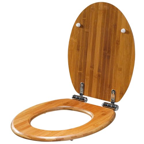 Aioneer Toilettensitz Aus Holz, Rund, Mit Absenkautomatik, Mit Scharnieren Aus Edelstahl, Schnellverschluss Für Einfache Montage, Toilettendeckel Aus Natürlichem Bambus Mit Einkl-Bamboo Aioneer Toilettensitz Aus Holz, Rund, Mit Absenkautomatik, Mit Scharnieren Aus Edelstahl, Schnellverschluss Für Einfache Montage, Toilettendeckel Aus Natürlichem Bambus Mit Einkl-Bamboo von Aioneer