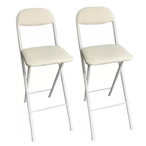 Aioneer Tragbarer Klappstuhl, 2Er-Pack, Hoher Klapphocker Mit Gepolsterter Sitzfläche, Ideal Für Büro, Bar, Gitarre, Weiß, 65 cm Höhe, Kompaktes Und Leichtes Design-Bianco-70cm2piece von Aioneer