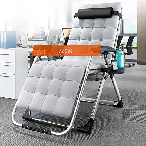 Aioneer Übergroßer Liegestuhl Für Die Terrasse, Schwerelosigkeitsstuhl, Extra Breit, 72 cm, Klappbarer Liegestuhl Für Den Strand, Mit Verstellbarer Kopfstütze Und Getränkehalter-Grey Pad von Aioneer