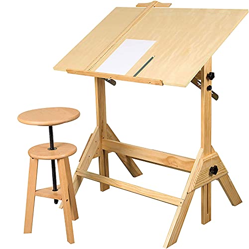 Aioneer Zeichentisch, Basteltisch mit Verstellbarer Höhe und neigbarer Tischplatte für Kunstwerke, Grafikdesign, Lesen, Schreiben von Aioneer