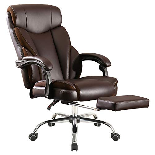 Ergonomischer Bürostuhl Mit Hoher Rückenlehne – Verstellbarer Schreibtischstuhl Aus Leder Mit Fußstütze Und Armlehnen, Dicker Polsterung Und Wippfunktion Für Ultimativen -B Ergonomischer Bürostuhl Mit Hoher Rückenlehne – Verstellbarer Schreibtischstuhl Aus Leder Mit Fußstütze Und Armlehnen, Dicker Polsterung Und Wippfunktion Für Ultimativen -B von Aioneer