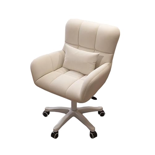 Ergonomischer Drehstuhl Für Den Schreibtisch – 360° Drehbarer Bürostuhl Mit Rollen, Armlehnen Und Lordosenstütze, Bequemer Und Einfach Zu Montierender Computerstuhl Für Z-Off-White-Height 70-80CM von Aioneer
