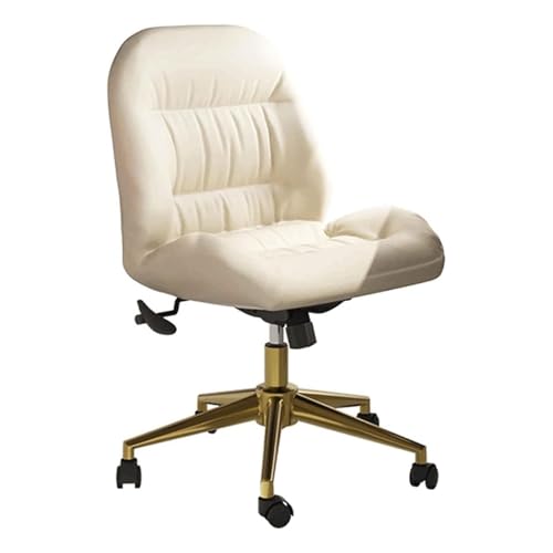 Ergonomischer Weißer Bürostuhl, 360° Drehbarer Schreibtischstuhl Ohne Armlehnen, Höhenverstellbarer Computerstuhl Aus Leder Für Zuhause Und Büro, Perfekt Für Arbeit Und G-Apricot Ergonomischer Weißer Bürostuhl, 360° Drehbarer Schreibtischstuhl Ohne Armlehnen, Höhenverstellbarer Computerstuhl Aus Leder Für Zuhause Und Büro, Perfekt Für Arbeit Und G-Apricot von Aioneer