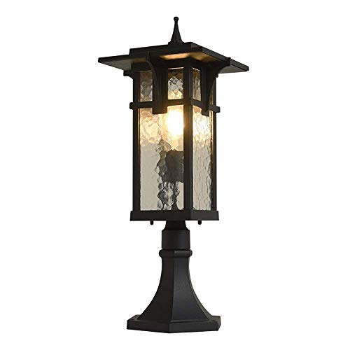 Ip54 Rostschutz Außen Traditionelle Schwarze Garten Rasen Glaspfostenleuchte Europäische Moderne wasserdichte Aluminium Hof Säulenleuchte Straße Park Landschaft Dekorativ-S(Height:59cm) von Aioneer