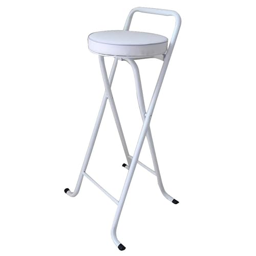 Klappbarer Barhocker, Bequemer, Gepolsterter Küchenhochstuhl, Tragbarer Stuhl In Thekenhöhe Für Den Innen- Und Außenbereich, 26 Zoll, Weißer Faltbarer Hocker-White-75cm/30inch von Aioneer