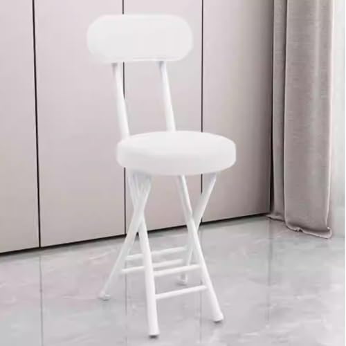 Klappbarer Barhocker Aus Pu-Leder, Gepolsterter Esszimmerstuhl Mit Rückenlehne, Kompakter Küchenhocker, 45 cm Höhe, Moderner Bistrostuhl-White-Taglia unica von Aioneer