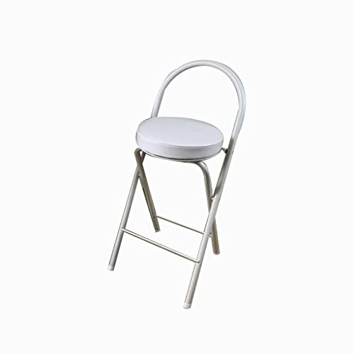 Klappbarer Barstuhl Mit Fußstütze Und Gepolsterter Sitzfläche Aus Leder. Set Mit Runden Hockern Für Wohnzimmer, Outdoor-Küche, Geschäft Oder Café. Praktische Höhe Und Kom-White-65cm von Aioneer