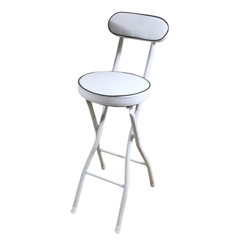 Klappbarer Runder Barhocker Mit Rückenlehne, Hochstuhl Für Küche, Garten, Wohnzimmer, Badezimmer, Wohnheim – Weiß, 70 cm Sitzhöhe – Stilvolle Und Vielseitige Sitzgelegenh-Blanc-Seat Height 70cm von Aioneer