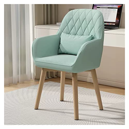 Mid-Century Modern 360° Drehbare Gepolsterte Esszimmerstühle Mit Armlehnen, Holzbeinen Und Ergonomischem Design, Grüner Leinenstoff, Küchen-/Schreibtisch-/Bürostuhl-Green von Aioneer