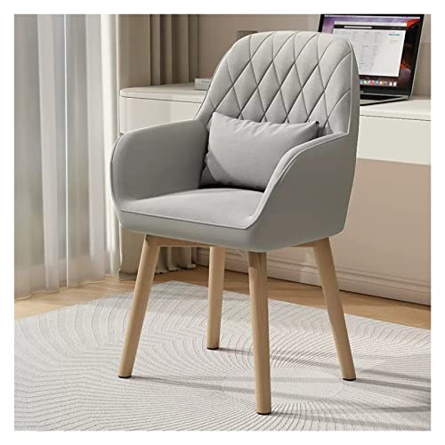 Mid-Century Modern 360° Drehbare Gepolsterte Esszimmerstühle Mit Armlehnen, Holzbeinen Und Ergonomischem Design, Grüner Leinenstoff, Küchen-/Schreibtisch-/Bürostuhl-Grey von Aioneer