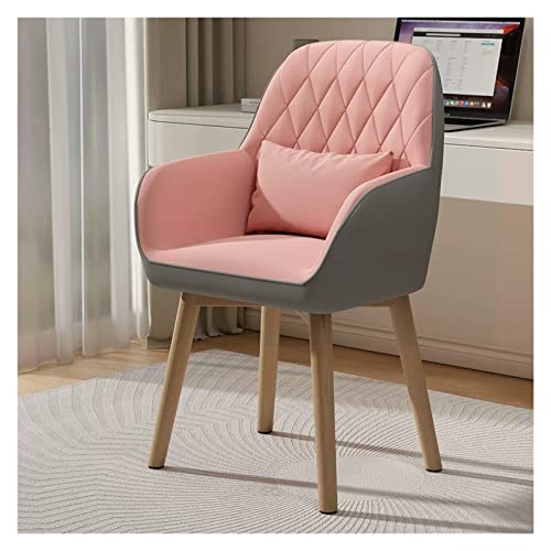 Mid-Century Modern 360° Drehbare Gepolsterte Esszimmerstühle Mit Armlehnen, Holzbeinen Und Ergonomischem Design, Grüner Leinenstoff, Küchen-/Schreibtisch-/Bürostuhl-Pink-2 von Aioneer