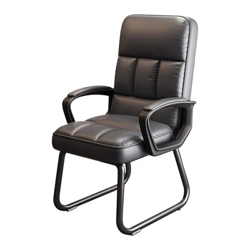 Silberner Bürostuhl Aus Leder, Ohne Rollen, Bequem Gepolsterte Armlehnen, Stationärer Gästestuhl Für Empfang, Konferenzraum, Lobby, Home Office, Schlafzimmer, Ergonomisch-Grey-One Size von Aioneer