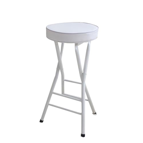 Tragbare, Weiße, Zusammenklappbare Barhocker Für Küche Oder Hobbyraum, 2Er-Set Rückenfreie, Zusammenklappbare Stühle, 48,3 cm Hoch, Ideal Für Die Verwendung An Der Theke-White a-63cm/25in 1pcs von Aioneer