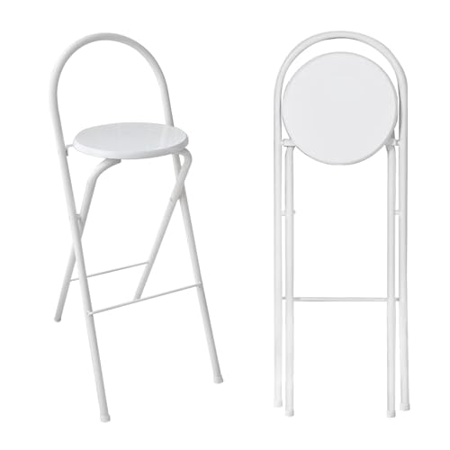 Tragbarer, Klappbarer Barhocker Mit Rückenlehne – 60 cm, 65 cm, 70 cm, 75 cm – Robuster Hochstuhl Für Erwachsene – Stabil Und Kein Zusammenbau Erforderlich – 2Er-/3Er-/4E-Blanc-75cm von Aioneer