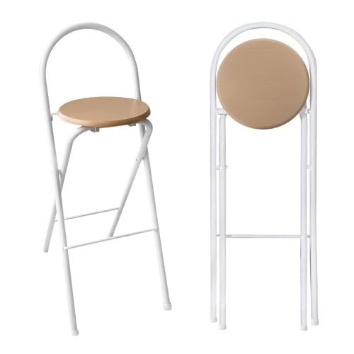 Tragbarer, Klappbarer Barhocker Mit Rückenlehne – 60 cm, 65 cm, 70 cm, 75 cm – Robuster Hochstuhl Für Erwachsene – Stabil Und Kein Zusammenbau Erforderlich – 2Er-/3Er-/4E-Natural-70cm von Aioneer