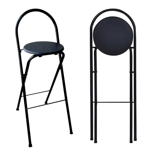 Tragbarer, Klappbarer Barhocker Mit Rückenlehne – 60 cm, 65 cm, 70 cm, 75 cm – Robuster Hochstuhl Für Erwachsene – Stabil Und Kein Zusammenbau Erforderlich – 2Er-/3Er-/4E-Noir-75cm von Aioneer