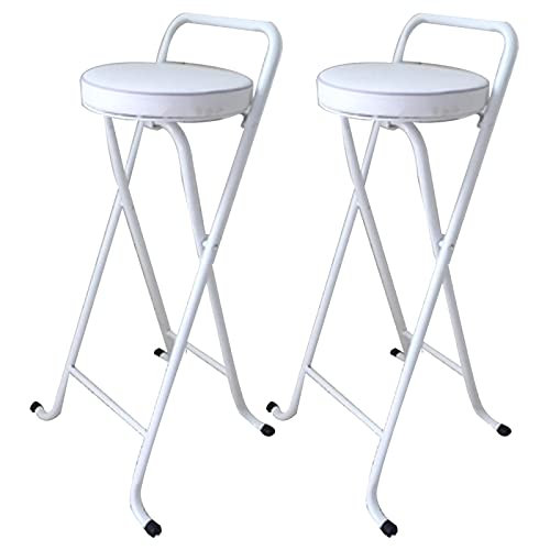 Tragbarer, Zusammenklappbarer Barhocker, Robuster Hoher Barhocker Für Den Innenbereich Mit Griff, 136 Kg Tragkraft, Farbe Weiß, Höhe 76,2 Cm-White-a-30in-2Pcs von Aioneer