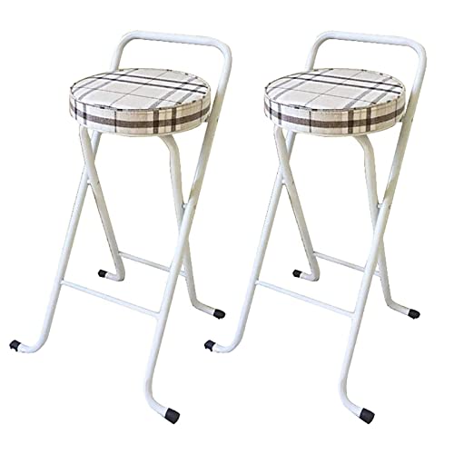 Tragbarer, Zusammenklappbarer Barhocker, Robuster Hoher Barhocker Für Den Innenbereich Mit Griff, 136 Kg Tragkraft, Farbe Weiß, Höhe 76,2 Cm-White-b-30in-2Pcs von Aioneer