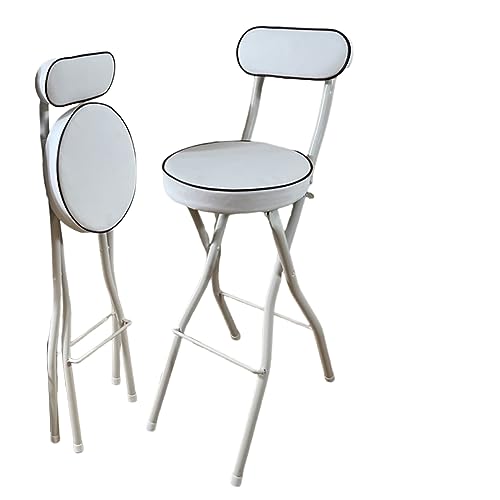 Tragbarer, Zusammenklappbarer Barhocker Mit Rückenlehne, 75 cm Gepolsterter Hochstuhl Für Erwachsene, Schwarzer Küchen-Frühstücksstuhl, Platzsparendes Design Für Den Eins-Blanc-75cm/30in von Aioneer