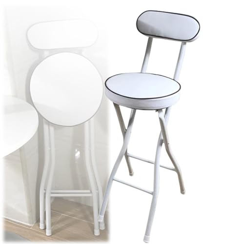Weißer, Klappbarer Barhocker, Gepolsterter Hochstuhl, Runder Hocker Für Erwachsene, Kücheninsel, Café Im Freien – Sitzhöhe 55 cm – Stilvolles Und Platzsparendes Design-Seat Height 55cm(22inch) von Aioneer