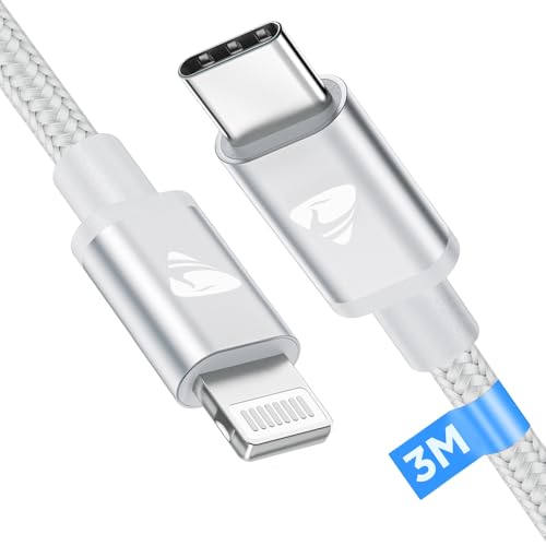 Aioneus USB C Lightning Kabel 3M, [Certifié MFi] Lightning Kabel USB C Nylon iPhone Ladekabel USBC auf Lightning kabel Charge Rapide Power Delivery für iPhone 14/14 Pro/14 Pro Max/13/12/11 von Aioneus