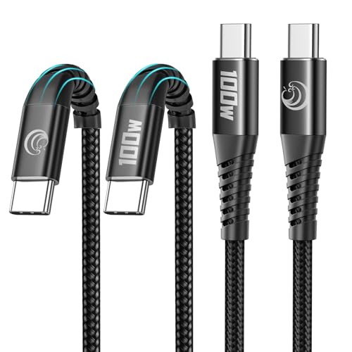 Aioneus USB C auf USB C Kabel, 100W [1M+1M] Typ C Schnellladekabel PD 5A QC 4.0 Nylon Ladekabel USB-C Aufladekabel für iPhone 16 15 MacBook Pro 2021 iPad Air Samsung S22 PS5 Switch Pixel 7 Huawei usw von Aioneus