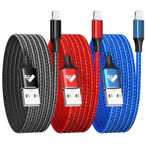 Aioneus iPhone Ladekabel, Lightning Kabel [3Pack 2M] MFi-Zertifiziert Ladekabel iPhone Schnellladekabel Nylon Fast USB iPhone Kabel für iPhone 14 13 12 11 Pro Max X XS XR SE 8 7 6 Plus, iPad von Aioneus