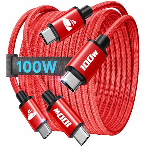 USB C auf USB C Kabel 100W, [2Stück 1M+1M] USB C Kabel 5A Schnellladekabel USB C auf USB C PD 4.0 USB C Ladekabel für iPhone 16 15 Pro Max, Samsung S24 S23 S22 S21, iPad Pro, MacBook Pro/Air, Pixel von Aioneus