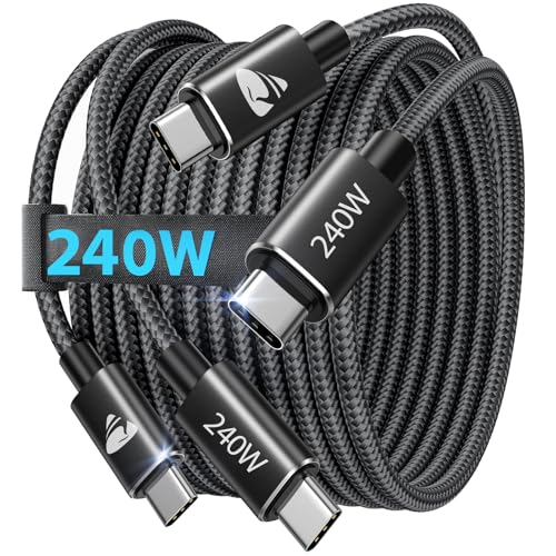 USB C Kabel 240W, [2Stück 2M+2M] PD Schnellladekabel Nylon Geflochten für iPhone 16 Pro Max, iPhone 15, Samsung S24 S23 S22, iPad Pro, MacBook von Aioneus