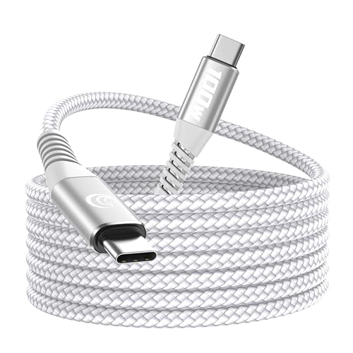USB C auf USB C Kabel 3M 100W USB C Kabel Weiß PD Schnellladekabel C auf C Nylon Typ C Ladekabel Lang für iPhone 16 15 Pro Max Plus, Samsung S24 S23 S22 S21,iPad, MacBook Air,Pixel,Switch,Tablets usw von Aioneus
