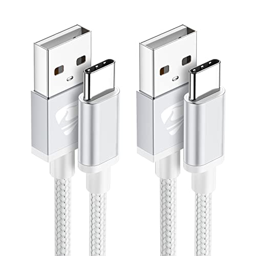 USB-Kabel auf USB C, [2 m + 1 m/2 Stück] USB-Kabel C Schnellladung 3 A Kabel Ladegerät Typ C geflochten für Samsung Galaxy S21 S22 S23 S20 S8 S9 S10 A14 A32 A33 A34 A40 A42 A50 A70 A72, Oppo von Aioneus