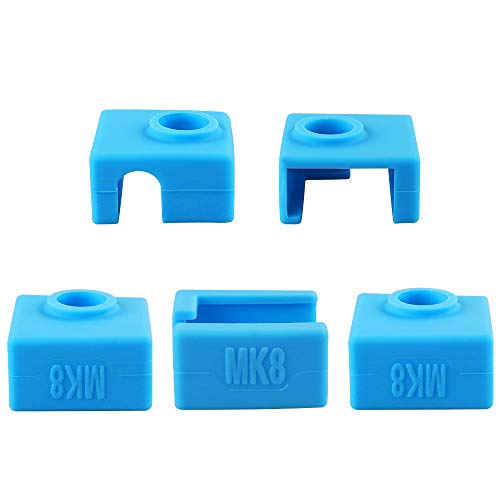 5 Stück 3D Drucker Silikon Socken, Heizblock Silikon Abdeckung für MK7 / MK8 / MK9, 3D Drucker Teile und Zubehör Silikonhülle Abdeckung,Blau von Aipaide